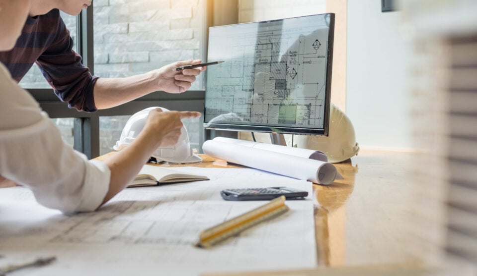 Professional,Architect,Designer,Structural,Engineer,Team,Colleagues,Working,Office,Looking