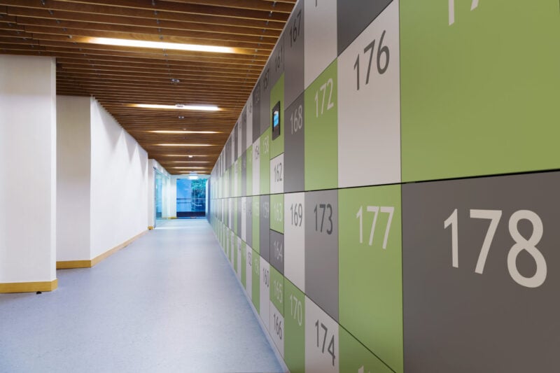 Lockers In Modern Hallway